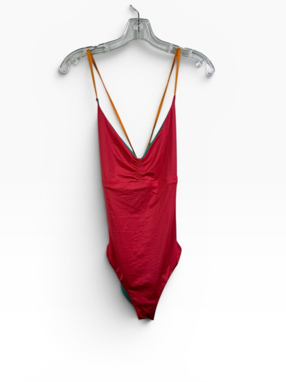 Patagonia Coral One-Piece with Teal Lining and Yellow Straps